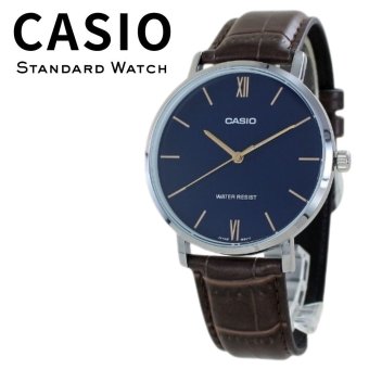 箱なし カシオ 腕時計 メンズ CASIO ブルー ネイビー ブラウン シルバー レザー 革ベルト 海外モデル 逆輸入 薄型 シンプル ビジネス 仕事 就職祝い 誕生日 父の日 プレゼント ギフト 成人 卒業 入学