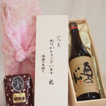 贈り物いつもありがとう木箱と珈琲豆セットオススメ珈琲豆(特注ブレンド200g)奥の松醸造 あだたら吟醸奥の松 (福島県) 720ml
