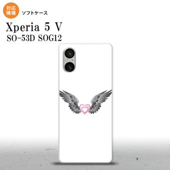 Xperia 5V Xperia 5V スマホケース 背面ケースソフトケース 黒翼 ハート 白 ピンク 2023年 10月発売 nk-xp55-tp469