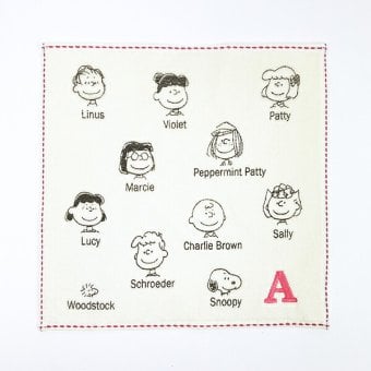 スヌーピー イニシャルミニタオル (A) アイボリー ハンカチ SNOOPY