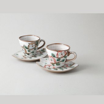 コーヒー碗皿ペアー仲ふく 陶器 美濃焼 やきものの里から、暮らしを贈ります。　ギフト 食器 セット テーブルウェア