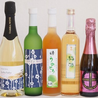 梅酒特集5本セット(薩摩スパークリングにごり梅酒梅太夫(鹿児島) 京都フルーツ白梅スパークリングワインやや甘口(京都) 京都青谷梅わいん(京都) 奥の松純米酒ベースうめとろ(福島) 百助梅酒(大分)) 375ml×1本 750ml×1本 500ml×3本
