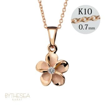 ゴールド ネックレス ハワイアンジュエリー ネックレス ピンクゴールド ネックレス プルメリア 14K K14ピンクゴールド ダイヤモンド ジルコニア K10 10Kあずきチェーン太0.7mm ギフトラッピング可能 彼女 妻 女性 レディース プレゼント ハロウィン 【品番：CG-GP109R】