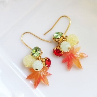 もみじ紅葉ピアス/イヤリング【日本製】秋