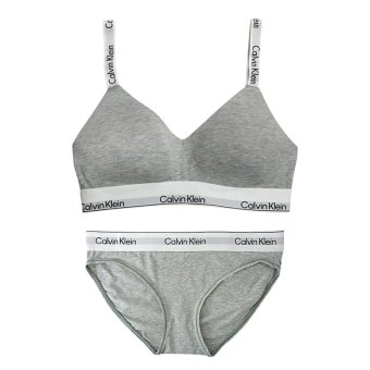 カルバンクライン Calvin Klein(CK) ブラ&ショーツ セット ロゴ 無地 ノンワイヤー アンダーウェア インナー 下着 QF8504+QF8520 050 レディース グレー
