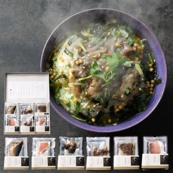 お茶漬け 玉露入り 高級 ギフト 海鮮 グルメ【こだわり茶漬け『旨味重ね』】6食(金目鯛、鮪(まぐろ)、はまぐり、炭火鶏、鰤(ぶり)、穴子(あなご))　国産茶葉使用(茶一筋60年茶師辻重行監修)　ギフト箱入り 国産原料・化学調味料・保存料不使用 /内祝い/お返し/ご挨拶/ギフト/プレゼントに