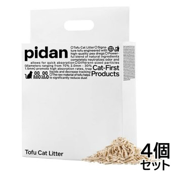 pidan おからミックス猫砂 2.4kg×4個 固まる 混ぜる 脱臭 抗菌 瞬間吸収で消臭 トイレに流れる 天然素材