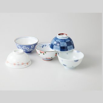 花里　絵変りお茶碗揃 磁器 美濃焼 やきものの里から、暮らしを贈ります。　ギフト 食器 セット テーブルウェア