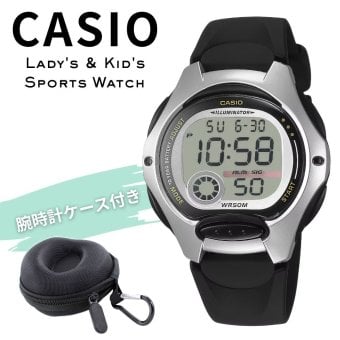 カシオ 腕時計 レディース キッズ 子供 ブラック シルバー デジタル 海外モデル 逆輸入 10年電池 50m防水 LEDライト 小さめ 軽量 学生 入学祝い 誕生日 プレゼント ギフト CASIO 収納ケース付き 成人 卒業 入学