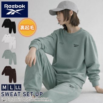 Reebok リーボック スウェット 上下 セット セットアップ メンズ レディース 裏起毛 あったか 保温 ゆったり 秋冬 スポーツウェア 部屋着 ルームウェア ストリート カジュアル ワンポイントロゴ 韓国風 黒 白 ブランド スポーティ 2026fw karlas別注