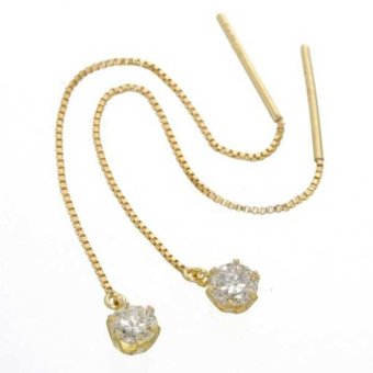 ピアス レディース K18 18金 0.3ct ダイヤモンド チェーンピアス イエローゴールド 揺れる 華奢 上品 ダイヤ ロングピアス 記念日 ギフト プレゼント