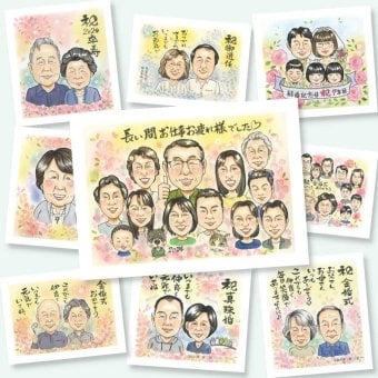 退職のギフトに、似顔絵ギフトはいかがでしょうか。修正無料・下書き確認付き。安心してご注文いただけます。 プレゼント 退職祝い 似顔絵 手描き ギフト 贈り物 名入れ 退職 定年 記念 お礼 大人数 先輩 お母さん 上司 お父さん 修正無料 名入れ 下書き確認 宝物 親孝行 そっくり 似てる 定年 退職ギフト 退職 一生もの 勤続年数 白寿祝い イラスト オリジナル 初任給 感謝の品 応援 傘寿祝い