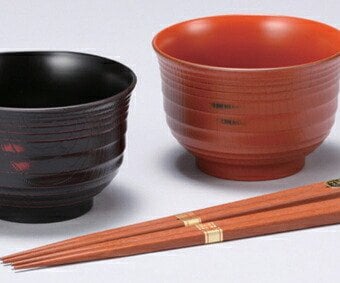山中塗　根来・曙汁椀ペア（箸付） インテリア 漆器 盆 カタログギフト 景品 粗品