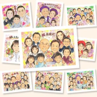 金婚式のギフトに、似顔絵という特別な贈り物をお届け。初めての似顔絵注文でも安心です。 似顔絵 金婚式 贈り物 手描き プレゼント 名入れ ギフト 金婚式 結婚記念日 銀婚式 大人数 祖母 おじいちゃん 夫婦 家族 おばあちゃん 修正無料 下書き確認 名入れ 喜ばれる 一生もの かわいい 宝物 感謝 50周年 親孝行 結婚記念日 長寿 ウェディングギフト 還暦祝い 古希祝い 感動 長寿祝い 記念日