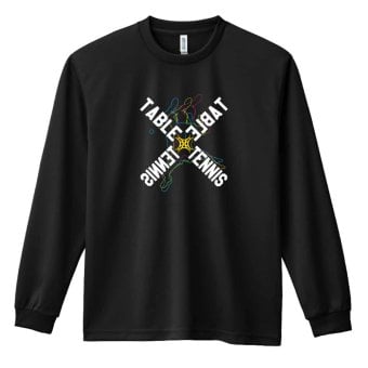 卓球 ロンT 長袖 Tシャツ メンズ 練習着 レディース ジュニア ウェア ドライ おもしろ tシャツ 名入れ おしゃれ キッズ 文字入れ無料 「ネオンスタイルのクロスTABLETENNIS」 アートワークスコウベ 【送料無料】