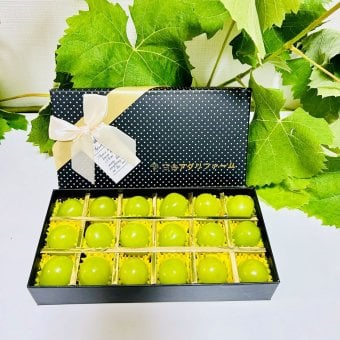 【予約】岡山県 シャンマスカット 宝石箱 長方形化粧箱 ブラック 1箱18粒入り 厳選秀品 大粒 プレゼント フルーツ