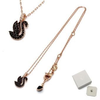 SWAROVSKI スワロフスキー ネックレス 5678046 Swan アクセサリー ブラック ローズゴールド