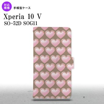 Xperia10V Xperia10V 手帳型スマホケース カバー ハート 茶 2023年 7月発売 nk-004s-xp105-dr176