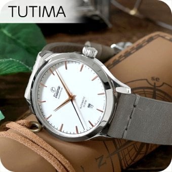 チュチマ フリーガー エアロクラブ クォーツ 電池式 腕時計 ブランド メンズ 革ベルト TUTIMA 6105-55 アナログ ホワイト グレー 白 ドイツ製