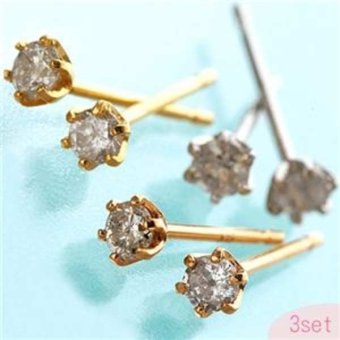 ダイヤモンドピアス 0.1ct 3ペアセット 18金 K18 レディース アクセサリー ジュエリー シンプル 6本爪 一粒ダイヤ スタッドピアス ギフト プレゼント