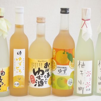 黄金色の一滴柚子6本セット(国内産ゆず使用ゆずとろ 7%(福島県) 柚子小町7%(長崎県) 柚子小町S7%(長崎県) 柚子っこ7%(愛知県) 国産ゆず100％おばあちゃんのゆず酒 7度 紀州の梅酒とゆず12度) 500ml×4本 720ml×2本