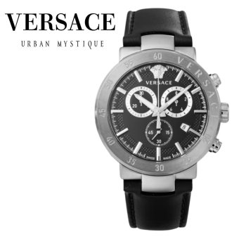 ヴェルサーチ 腕時計 メンズ アーバンミスティーク 1本限り クロノグラフ ブラック レザー 44mm VERSACE URBAN MYSTIQUE スイス製 サファイアガラス プレゼント ギフト 成人 卒業 入学