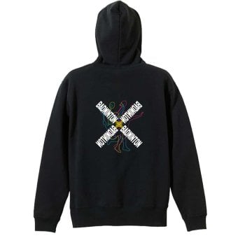 バドミントン パーカー プルオーバー メンズ レディース ジュニア 練習着 裏パイル おもしろ 名入れ スウェット おしゃれ キッズ 大きいサイズ 文字入れ無料 「ネオンスタイルのクロスBADMINTON」 アートワークスコウベ 【送料無料】