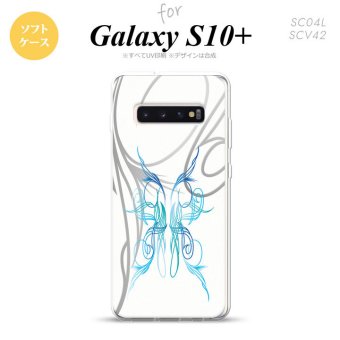 SC-04L SCV42 Galaxy S10+ スマホケース ソフトケース ピンスト 白 青 メンズ レディース nk-s10p-tp1249