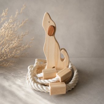 国産ヒノキのイヌの輪投げ｜ミニサイズ｜木製知育玩具・木のおもちゃ｜誕生日・クリスマスプレゼント