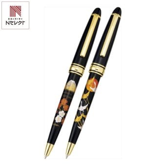 高級蒔絵ボールペンペア 富士 鶴 木箱入 文具 筆記具 文房具 ペン ステーショナリー【北海道・沖縄県・離島 配送不可】