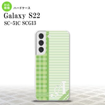 SC-51C SCG13 Galaxy S22 スマホケース 背面ケース ハードケース チェック ボーダー 緑 +アルファベット メンズ レディース nk-s22-1603i