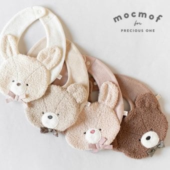 mocmof(モクモフ) ぬいぐるみスタイ | 出産祝い ベビー 赤ちゃん 男の子 女の子 おしゃれ かわいい ナチュラル 大人可愛い シンプル ギフト プレゼント 出産祝い お祝い 誕生日プレゼント バースデー 誕生日 モクモフ くま クマ タオル よだれかけ ビブ ウサギ クマ