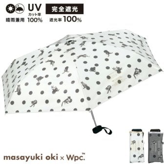 沖昌之×Wpc. 遮光 アンブレにゃん ドット ミニ 折りたたみ傘 801-OM011-102  定形外 送料無料 日傘 晴雨兼用 傘 ねこ 完全遮光 遮熱 UVカット100％ アンブレにゃん 折り畳み 雨傘