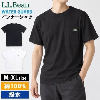 L.L.Bean エルエルビーン メンズ 半袖インナーシャツ 綿100% 撥水 胸ポケット付き 吸放湿 ムレにくい 汗冷え防止 肌着 下着 Tシャツ トップス 登山用 キャンプ アウトドア スポーツウェア ブランド 黒 白 夏 M L XL karlas