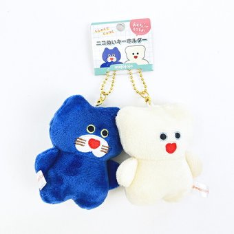 モジョジョジョ(mojojojo) ニコぬい(A) ぬいぐるみマスコットキーホルダー (ホワイト×ブルー)