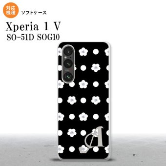 Xperia 1V Xperia 1V スマホケース 背面ケースソフトケース 花柄 ドット 黒 +アルファベット 2023年 6月発売 nk-xp15-tp341i
