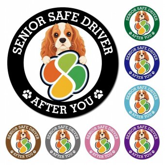 カーサイン 高齢者マーク SENIOR SAFE DRIVER イングリッシュコッカースパニエル マグネット 強力 直径13cm 肉球 日本製 車 ステッカー