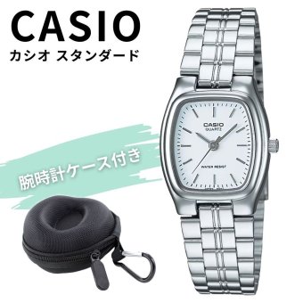 CASIO カシオ レディース 腕時計 海外モデル ホワイト シルバー スクエア 小さめ メタルベルト シンプル 女性 軽量 プレゼント ギフト 収納ケース付き 成人 卒業 入学