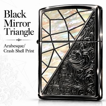 ZIPPO ライター トライアングル アラベスク ホワイトシェル模様 ブラックニッケル ジッポ 彫刻 黒 おしゃれ ギフト かっこいい メンズ プレゼント