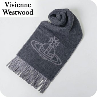 ヴィヴィアン ウエストウッド マフラー メンズ レディース ブランド Vivienne Westwood ロゴ W01MK-P410 ANTHRACITE ビビアン