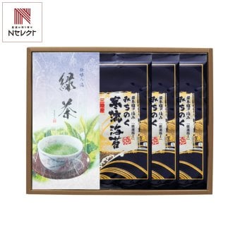 みのり工房 みちのく寒流のり 鹿児島茶 煎茶 詰合せ ギフトセット 焼きのり 煎茶 詰め合わせ 海苔 緑茶 茶葉【沖縄県・離島 配送不可】