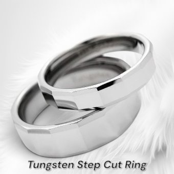 【レーザー刻印対応】金属アレルギーに優しい タングステン ワイド 4mm または 6mm ステップカット リング 1本 名入れ レディース メンズ 結婚指輪 ペアリング マリッジリング ギフト 誕生日 プレゼントに（1751006-7）