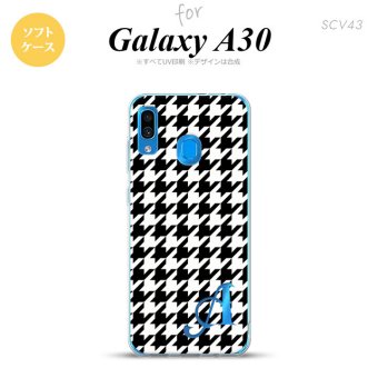 SCV43 Galaxy A30 SCV43 スマホケース ソフト カバー 千鳥 格子 大 黒 白 +アルファベット nk-scv43-tp928i