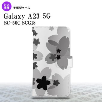Galaxy A23 GalaxyA23 手帳型スマホケース カバー 花柄 サクラ 黒 2022年 10月発売 nk-004s-a23-dr051