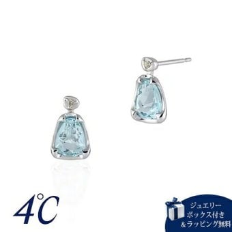 【無料ラッピング】  ヨンドシー 4℃ Summer Collection K10ホワイトゴールド ピアス Luminous cutシリーズ ブルー トパーズ ダイヤモンド ブランド 正規品 新品 ギフト プレゼント 人気 おすすめ 誕生日 記念日 クリスマス 送料無料