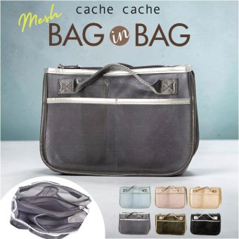 カシュカシュ cache cache バッグインバッグ 通販 インナーバッグ パーテーション 仕切りバッグ メッシュ素材 バックインバック 小物入れ 自立 軽量 整理整頓 ファスナー付き レディース おしゃれ ミニバッグ トラベルポーチ 収納ポケット 旅行用