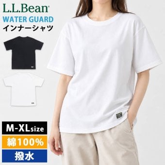 L.L.Bean エルエルビーン レディース 半袖インナーシャツ 綿100% 撥水 吸放湿 ムレにくい 汗冷え防止 肌着 下着 Tシャツ トップス 登山用 キャンプ アウトドア スポーツウェア ブランド 黒 白 M L XL karlas