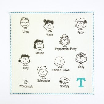 スヌーピー イニシャルミニタオル (T) アイボリー ハンカチ SNOOPY
