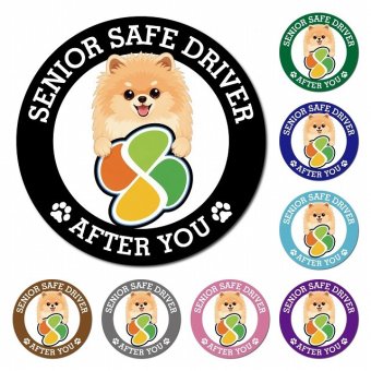 カーサイン 高齢者マーク SENIOR SAFE DRIVER ポメキー マグネット 強力 直径13cm 肉球 日本製 車 ステッカー