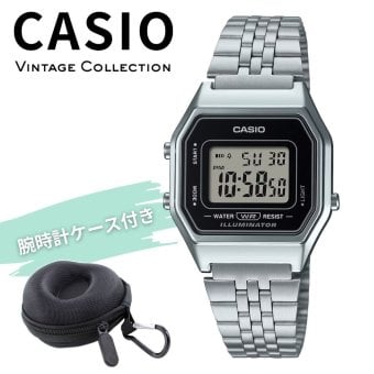カシオ 腕時計 レディース シルバー ブラック 黒 デジタル チプカシ レトロ 海外モデル 逆輸入 小さめ 薄型 軽量 メタル LEDライト 学生 仕事 誕生日 プレゼント ギフト CASIO 収納ケース付き 成人 卒業 入学